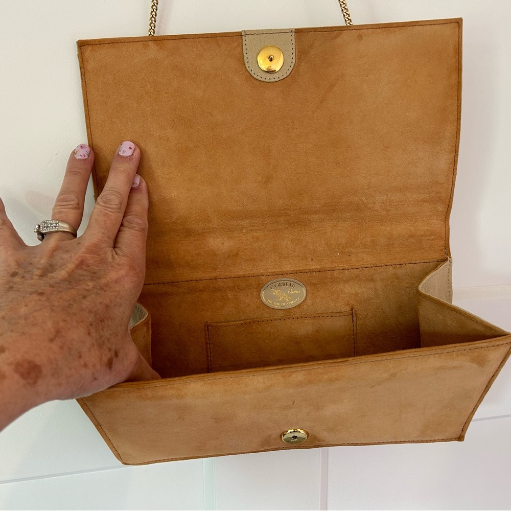Vintage Corbeau Curio Genuine Ostrich Skin Clutch/Chain Purse. Great Condition - Picture 13 of 16
